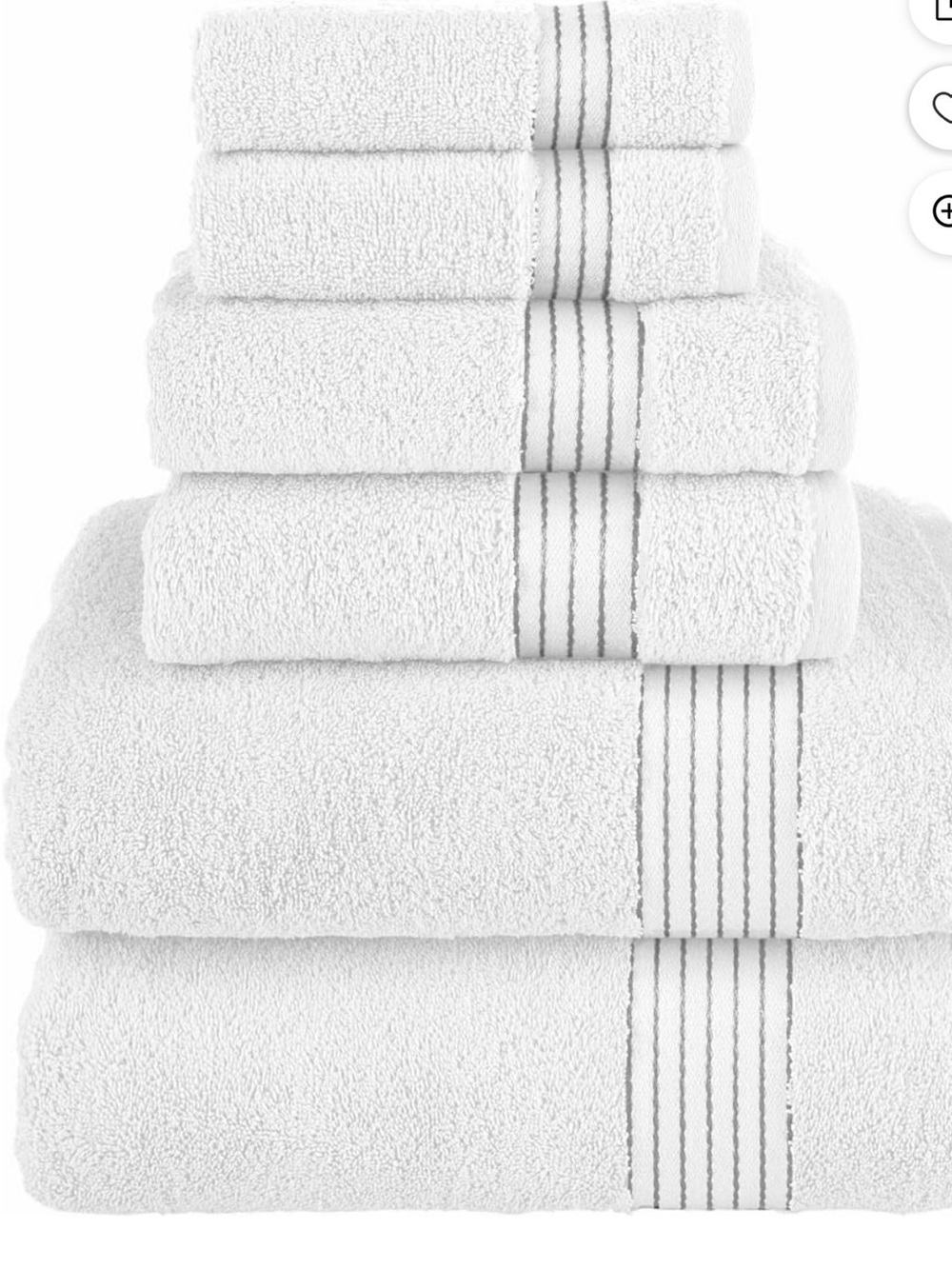 Premium White Bath Towel Set with Stripe Detail